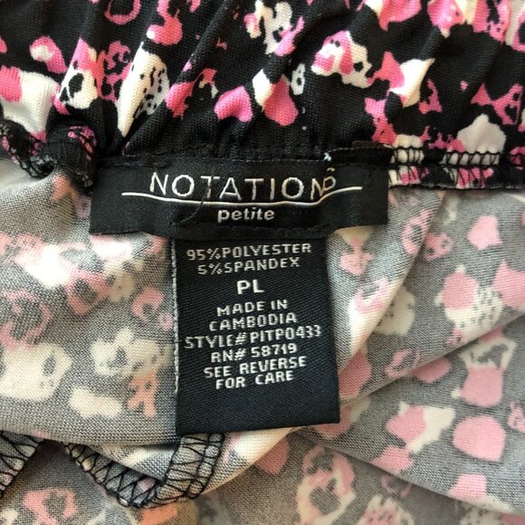 Notations Petite Womens Floral Geometric Print Pull-On Pants Pink Black PL - Picture 3 of 3